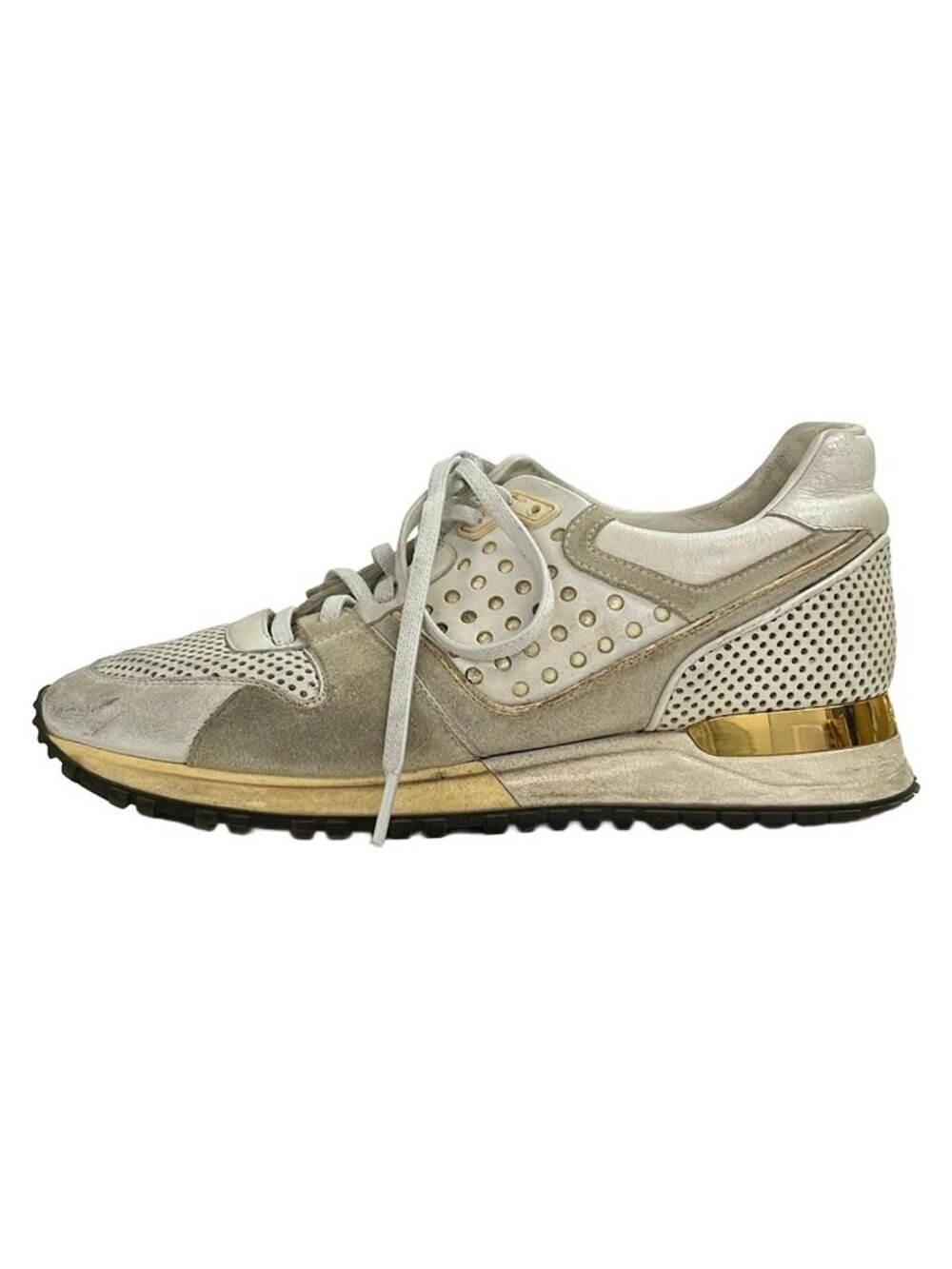 Louis Vuitton Sneakers Ivory Gray Perforated Leather